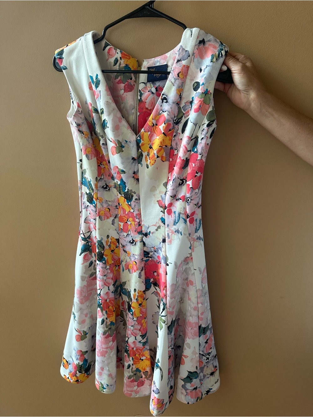 Floral Fit-and-Flare V-Neck Dress - White Multi